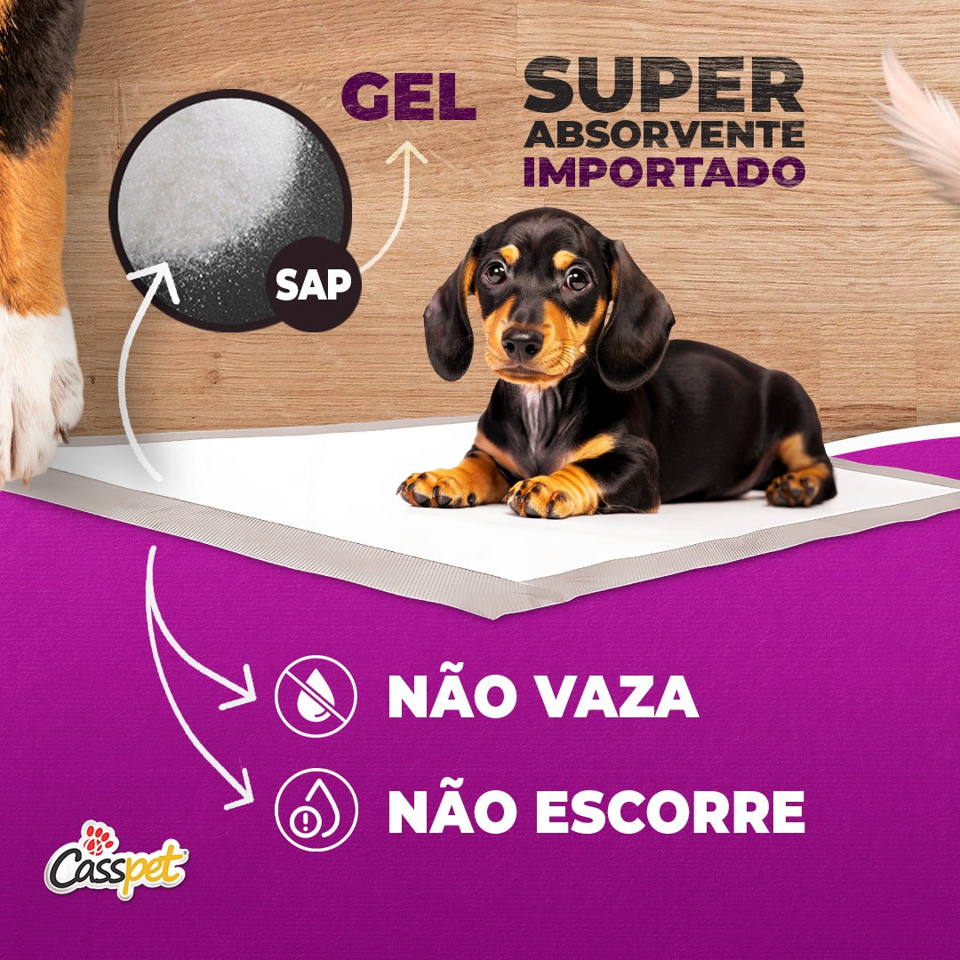 Tapete Higiênico CassPads Lavanda Casspet - Economia e Frescor Duradouro para a Higiene do Seu Cão (30 Pads - 70x60 cm)