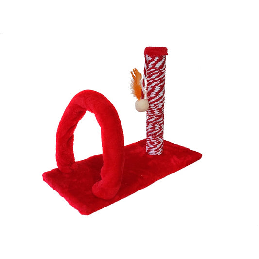 Arranhador Túnel + Torre com Pompom Interativo - Compacto Centro de Lazer para Seu Gato