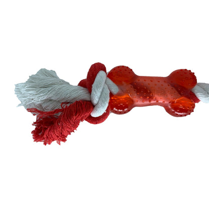 Corda com Osso Mordedor - Diversão Interativa e Saúde Bucal para o Seu Cão (Vermelho)