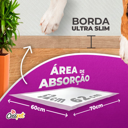 Tapete Higiênico CassPads Lavanda Casspet - Economia e Frescor Duradouro para a Higiene do Seu Cão (30 Pads - 70x60 cm)