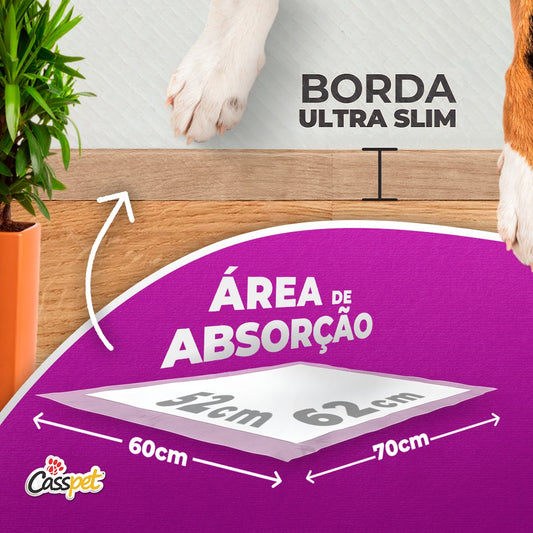 Tapete Higiênico CassPads Lavanda Casspet - Economia e Frescor Duradouro para a Higiene do Seu Cão (30 Pads - 70x60 cm)