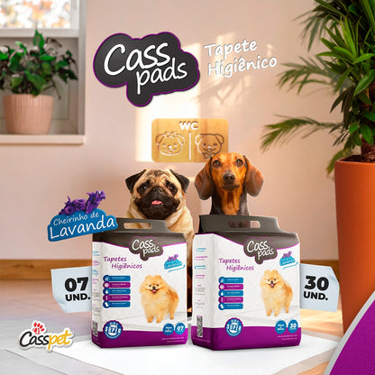 Tapete Higiênico CassPads Lavanda Casspet - Economia e Frescor Duradouro para a Higiene do Seu Cão (30 Pads - 70x60 cm)