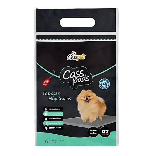 Tapete Higiênico CassPads Carvão Ativado - Higiene Avançada e Ambiente Livre de Odores para Seu Pet! (60x60cm)