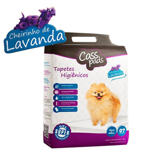 Tapete Higiênico CassPads Lavanda Casspet - Cuidado, Higiene e um Toque de Frescor para Seu Pet (7 Pads - 70x60 cm)